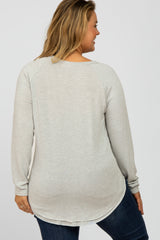 Heather Grey Soft Knit Layered Round Hem Maternity Plus Top