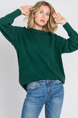 Forest Green Mock Neck Exposed Seam Sweater