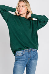 Forest Green Mock Neck Exposed Seam Sweater