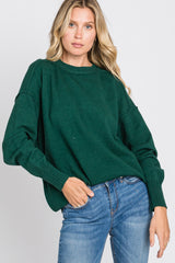 Forest Green Mock Neck Exposed Seam Sweater