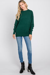 Forest Green Mock Neck Exposed Seam Sweater