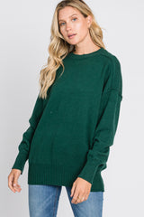 Forest Green Mock Neck Exposed Seam Sweater