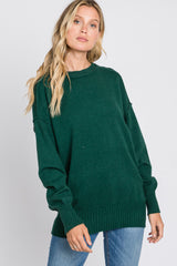 Forest Green Mock Neck Exposed Seam Sweater