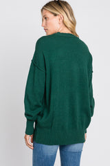 Forest Green Mock Neck Exposed Seam Sweater