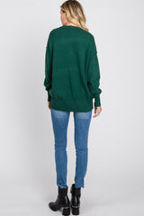 Forest Green Mock Neck Exposed Seam Sweater