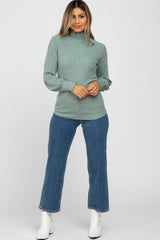 Mint Green Brushed Ribbed Mock Neck Top