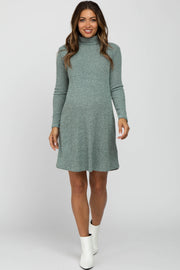 Sage Ribbed Turtleneck Maternity Dress