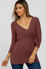 Mauve Brushed Knit Maternity/Nursing Wrap Top