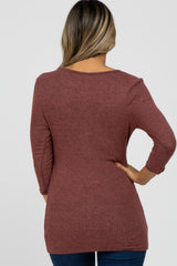 Mauve Brushed Knit Wrap Top