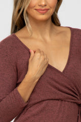 Mauve Brushed Knit Wrap Top