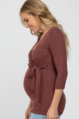 Mauve Brushed Knit Maternity/Nursing Wrap Top