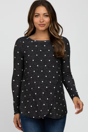 Black Polka Dot Layered Front Maternity/Nursing Top