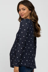 Navy Blue Polka Dot Layered Front Maternity/Nursing Top