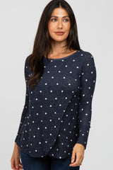 Navy Blue Polka Dot Layered Front Nursing Top