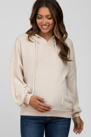 Cream Brushed Knit Maternity Hooded Sweatshirt