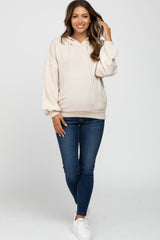 Cream Brushed Knit Maternity Hooded Sweatshirt