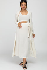 Ivory 3-Piece Skirt and Cardigan Maternity Set