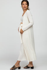 Ivory 3-Piece Skirt and Cardigan Maternity Set