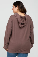 Mocha Soft Brushed Hooded Plus Top