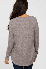 Mauve Brushed V-Neck Long Sleeve Top