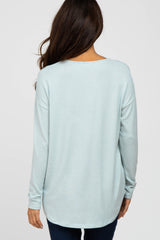 Mint Green Brushed V-Neck Long Sleeve Top