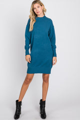 Teal Mock Neck Sweater Dress