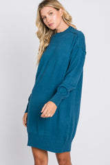 Teal Mock Neck Sweater Dress