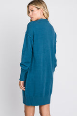 Teal Mock Neck Sweater Dress