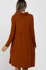 Rust Cowl Neck Dress