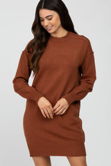 Rust Mock Neck Sweater Dress