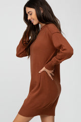 Rust Mock Neck Sweater Dress