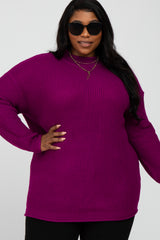 Magenta Mock Neck Plus Sweater