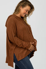 Mocha Hi-Low Maternity Plus Hoodie