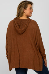 Mocha Hi-Low Maternity Plus Hoodie