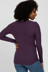 Purple Brushed Wrap Front Top