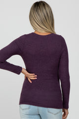 Purple Brushed Wrap Front Maternity Top