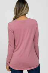 Mauve Basic Long Sleeve Top