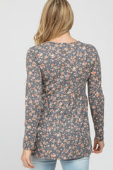 Charcoal Floral Long Sleeve Maternity Top