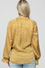 Mustard Floral Satin Long Sleeve Maternity Blouse