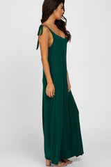 Green Tie Strap Side Slit Maxi Dress