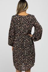 Black Floral Long Sleeve Dress