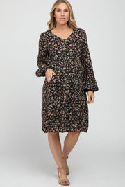 Black Floral Long Sleeve Maternity Dress