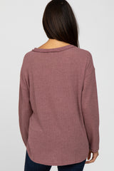 Mauve Waffle Knit Round Hem Top