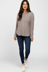 Mocha Waffle Knit Round Hem Top