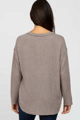 Mocha Waffle Knit Round Hem Top