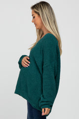 Teal V-Neck Soft Maternity Sweater