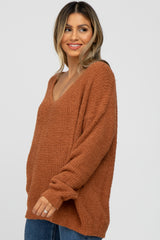 Camel V-Neck Soft Sweater