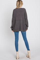 Charcoal V-Neck Soft Sweater