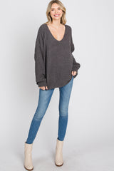 Charcoal V-Neck Soft Sweater