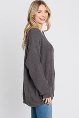 Charcoal V-Neck Soft Sweater